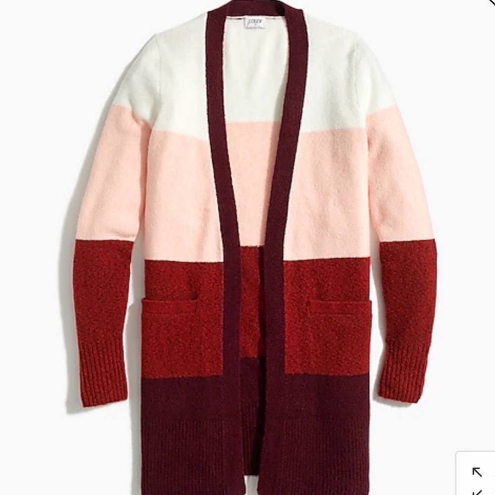 J Crew color block long sleeve knit open face tunic style sweater. Like new! XXS